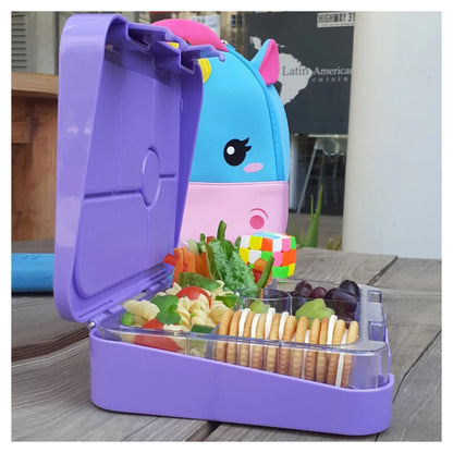 Eazy Kids 6 Compartment Bento Lunch Box (Unicorn Purple)