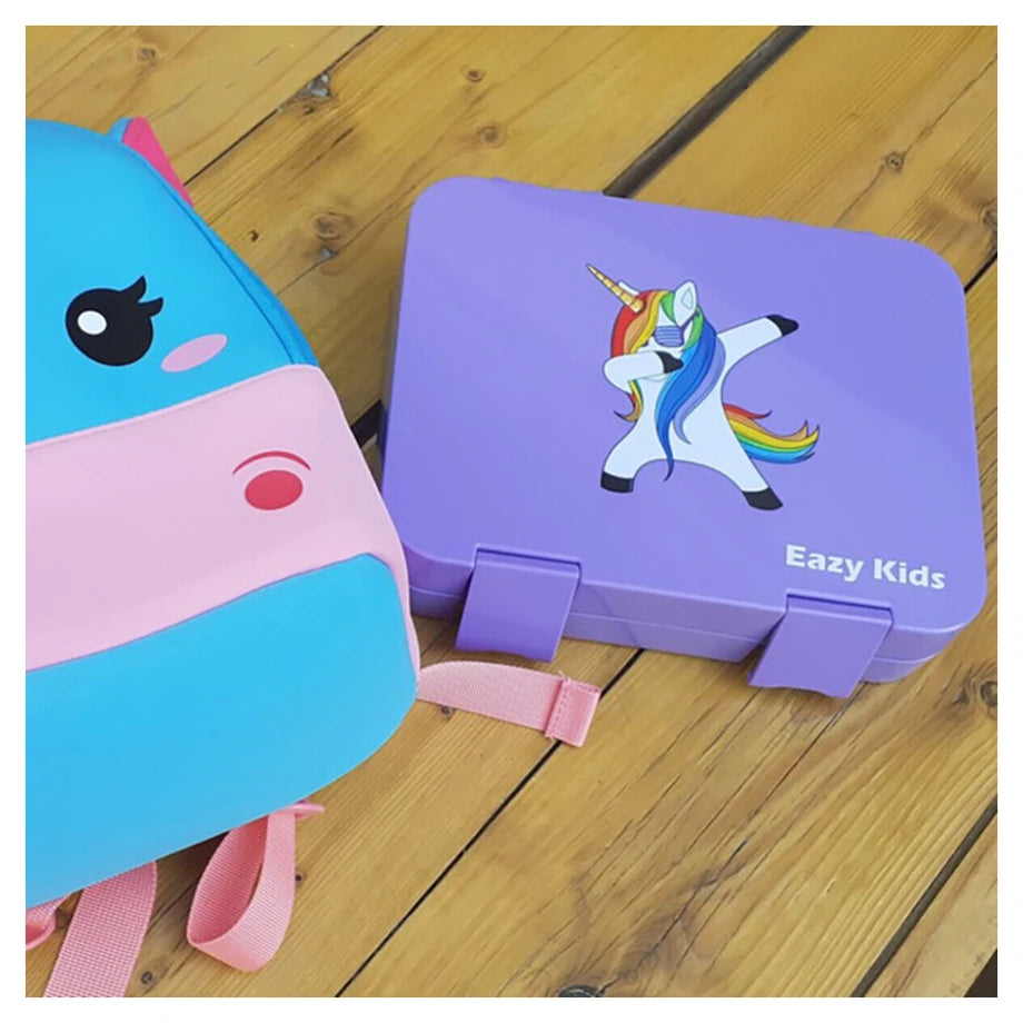 Eazy Kids 6 Compartment Bento Lunch Box (Unicorn Purple)