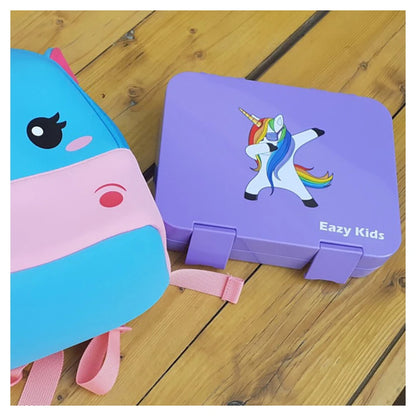 Eazy Kids 6 Compartment Bento Lunch Box (Unicorn Purple)