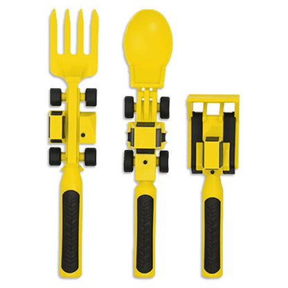 Eazy Kids Spoon, Fork & Pusher Truck 3Pcs (Yellow)