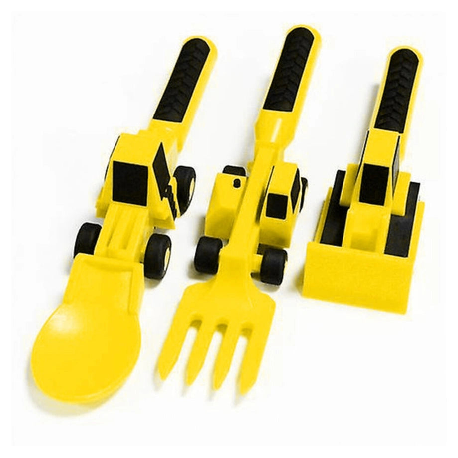Eazy Kids Spoon, Fork & Pusher Truck 3Pcs (Yellow)