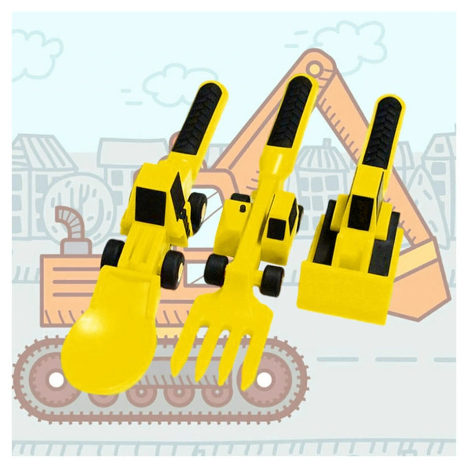 Eazy Kids Spoon, Fork & Pusher Truck 3Pcs (Yellow)