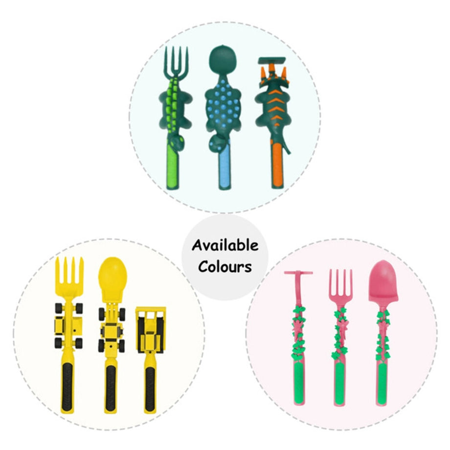 Eazy Kids Spoon, Fork & Pusher Truck 3Pcs (Yellow)