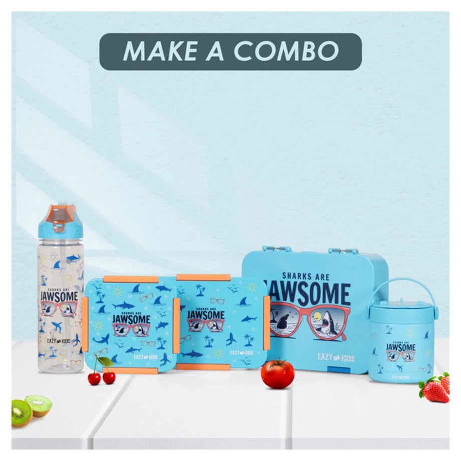 Eazy Kids Jawsome Shark Snack/Lunch Box (Blue)