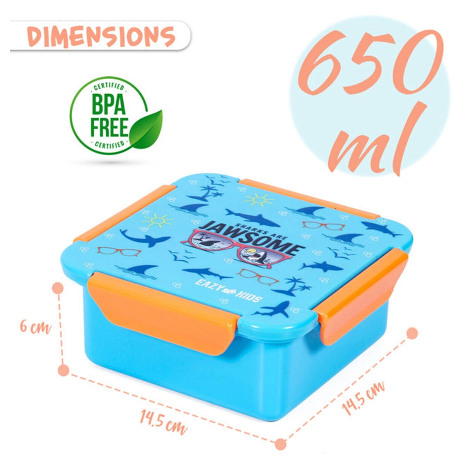 Eazy Kids Jawsome Shark Snack/Lunch Box (Blue)