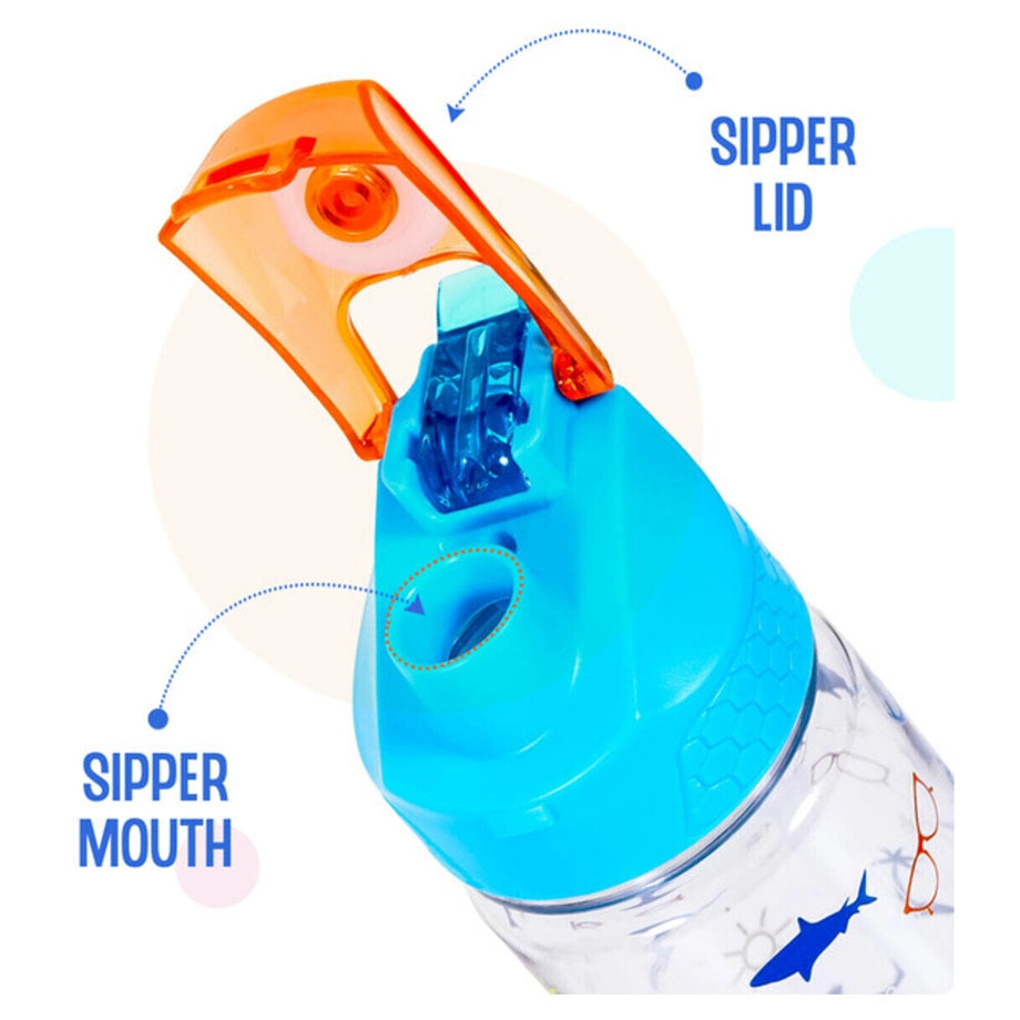 Eazy Kids Jawsome Shark 2 In 1 Tritan Water Bottle (Blue) (650ml)