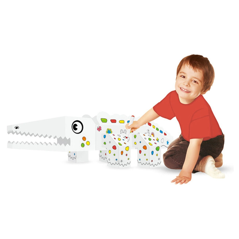 Eazy Kids DIY Doodle Coloring Kit w/Set of 6 Sketch Pens (Crocodile)