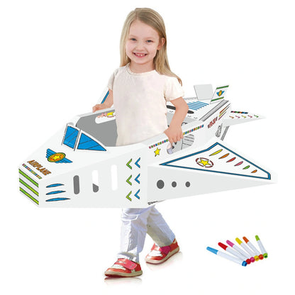 Eazy Kids DIY Doodle Coloring Kit w/Set of 6 Sketch Pens (Wearable Airplane)