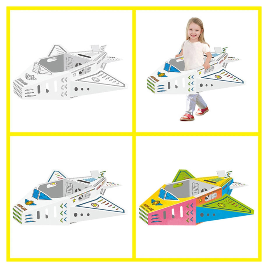 Eazy Kids DIY Doodle Coloring Kit w/Set of 6 Sketch Pens (Wearable Airplane)