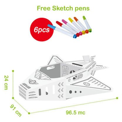 Eazy Kids DIY Doodle Coloring Kit w/Set of 6 Sketch Pens (Wearable Airplane)
