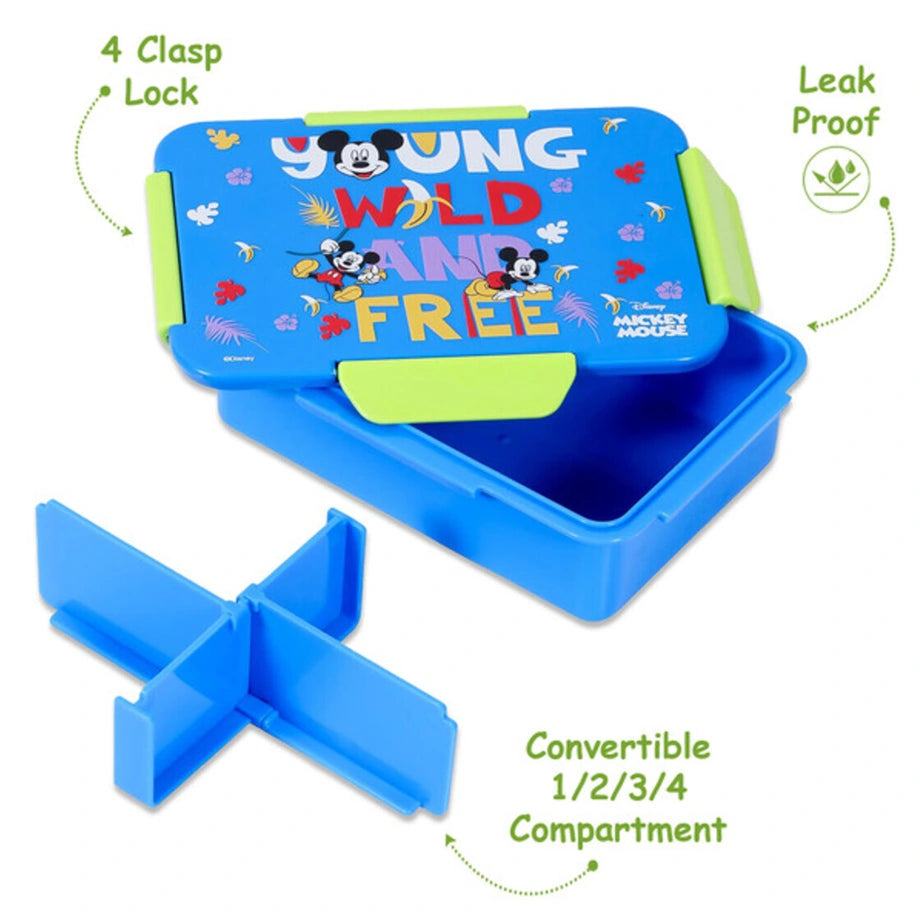 Disney Mickey & Friends 1/2/3/4 Compartment Convertible Bento Lunch Box (Blue)