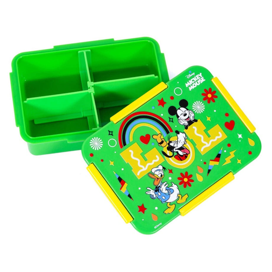 Disney LOL Mickey Mouse 1/2/3/4 Compartment Convertible Bento Lunch Box (Green)