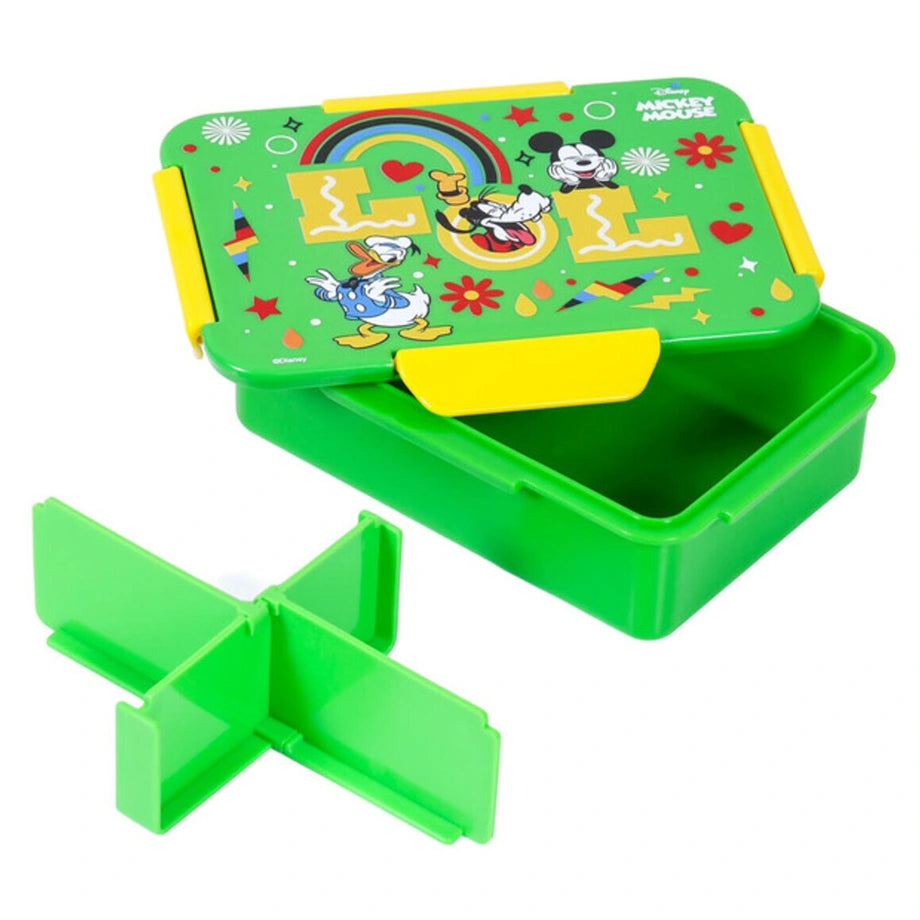 Disney LOL Mickey Mouse 1/2/3/4 Compartment Convertible Bento Lunch Box (Green)