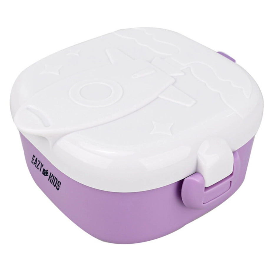 Eazy Kids Rocket Lunch Box Meal Set w/Bowl, Scissor and Spoon (Purple) (600ml)