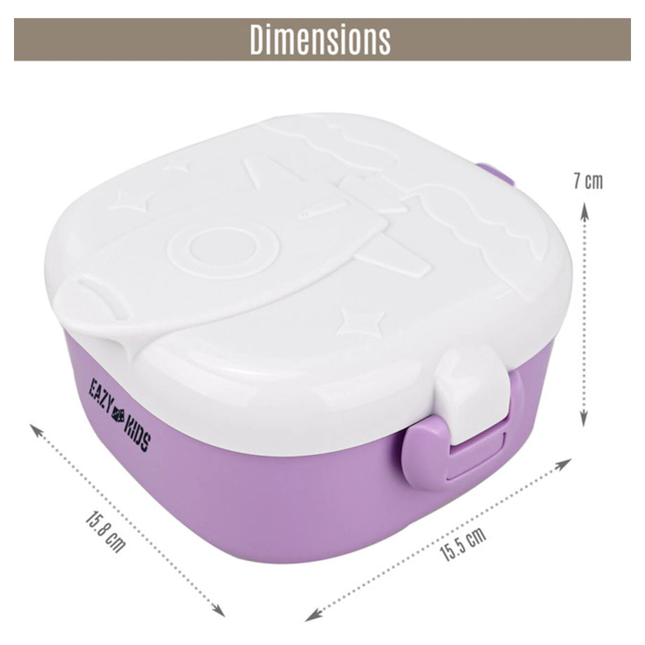 Eazy Kids Rocket Lunch Box Meal Set w/Bowl, Scissor and Spoon (Purple) (600ml)