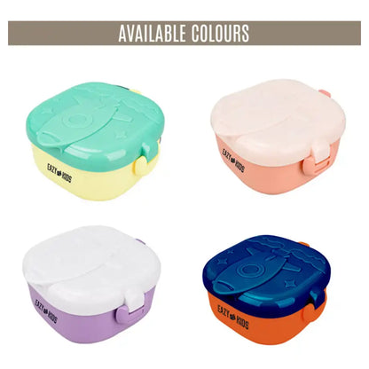 Eazy Kids Rocket Lunch Box Meal Set w/Bowl, Scissor and Spoon (Purple) (600ml)