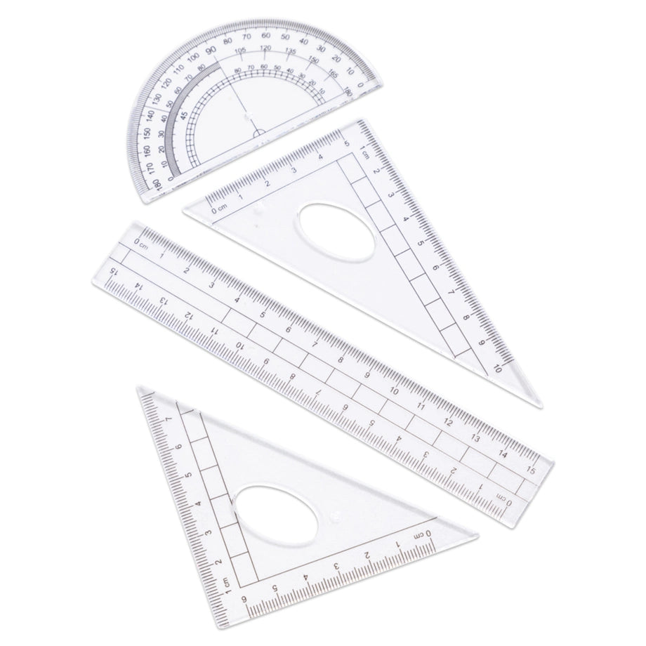 Eazy Kids 8-Piece Geometry Box Set Compass, Ruler, Protractor (Pink)