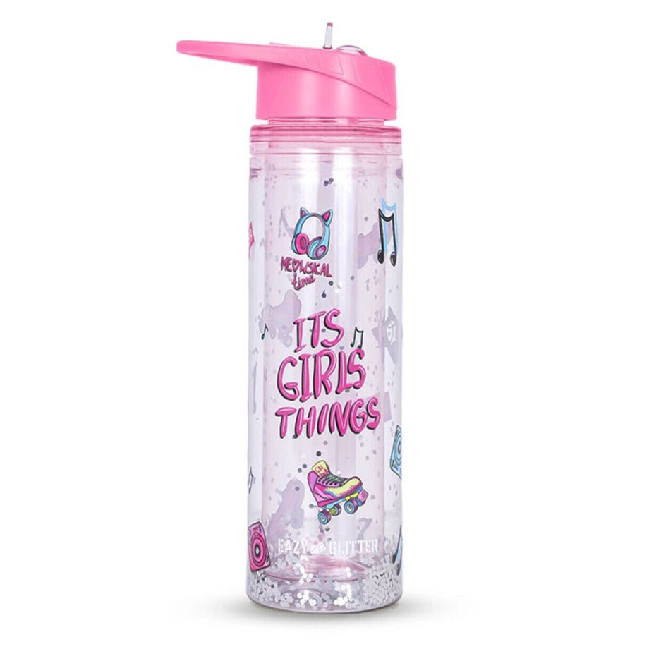 Eazy Kids Tritan Double Wall Glitter 550ml Water Bottle (It's Girls Things Pink)