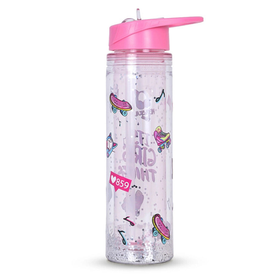 Eazy Kids Tritan Double Wall Glitter 550ml Water Bottle (It's Girls Things Pink)