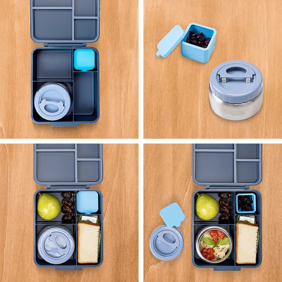 Eazy Kids Jumbo Bento Lunch Box w/ Thermos & Sauce Jar (Grey)
