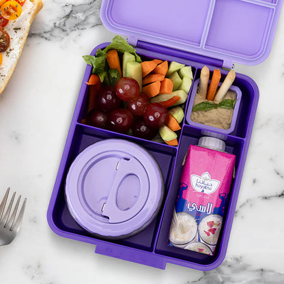 Eazy Kids Jumbo Bento Lunch Box w/ Thermos & Sauce Jar (Purple)