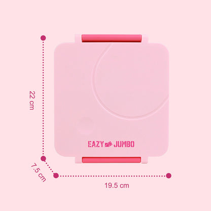 Eazy Kids 3/4 Jumbo Lunch Box With Bowl Spoon And Fork (Pink)