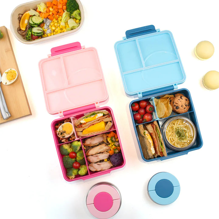 Eazy Kids 3/4 Jumbo Lunch Box With Bowl Spoon And Fork (Pink)