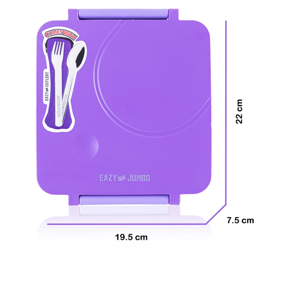Eazy Kids Jumbo Bento Lunch Box Set w/Steel Food Jar, Ice Pack & Insulated Lunch Bag (Purple)