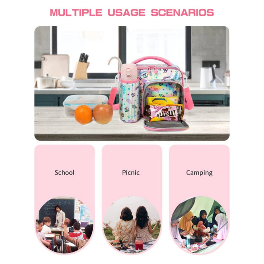 Eazy Kids Bottle/Lunch Bag (Unicorn Chrome Pink)