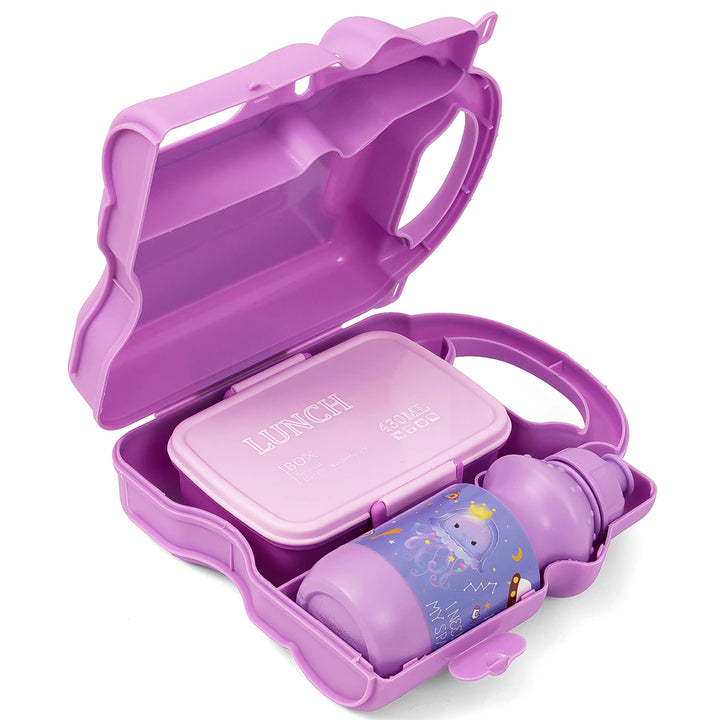 Eazy Kids Lunch Box With Bottle (Purple)
