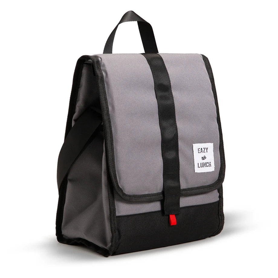 Eazy Kids Lunch Bag Insulated, Foldable & Stylish (Grey & Black)
