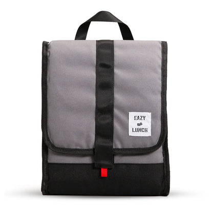 Eazy Kids Lunch Bag Insulated, Foldable & Stylish (Grey & Black)