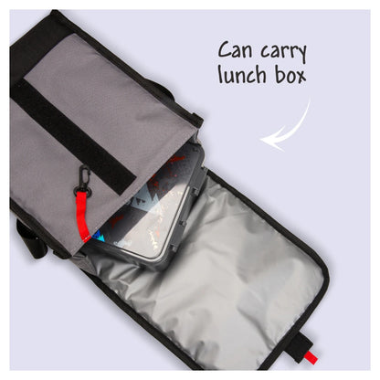 Eazy Kids Lunch Bag Insulated, Foldable & Stylish (Grey & Black)