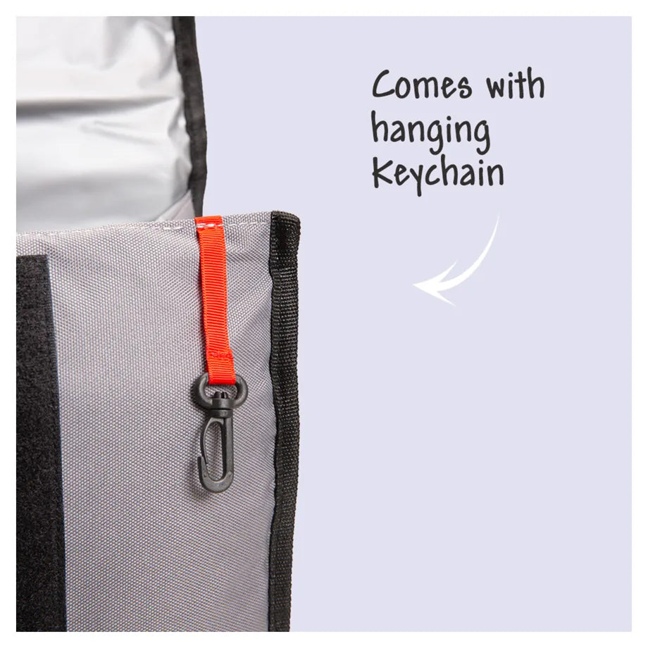 Eazy Kids Lunch Bag Insulated, Foldable & Stylish (Grey & Black)