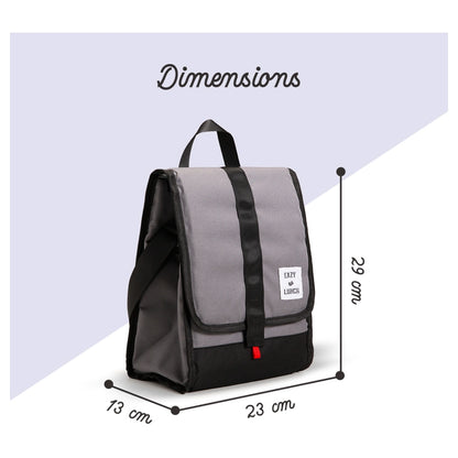 Eazy Kids Lunch Bag Insulated, Foldable & Stylish (Grey & Black)