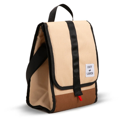 Eazy Kids Lunch Bag Insulated, Foldable & Stylish (Beige & Brown)