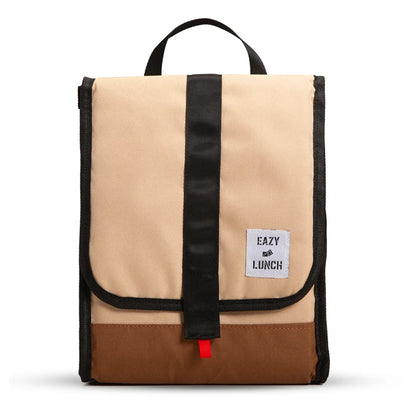 Eazy Kids Lunch Bag Insulated, Foldable & Stylish (Beige & Brown)