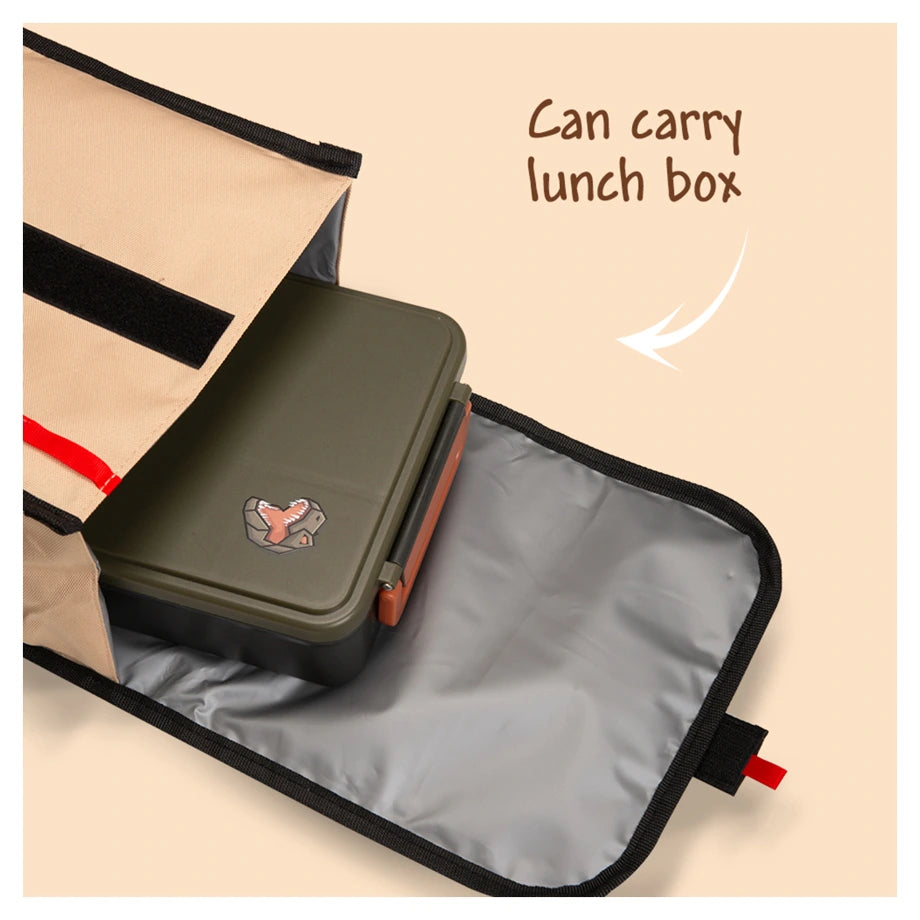 Eazy Kids Lunch Bag Insulated, Foldable & Stylish (Beige & Brown)