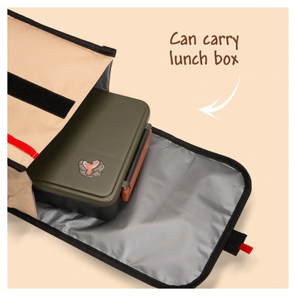 Eazy Kids Lunch Bag Insulated, Foldable & Stylish (Beige & Brown)