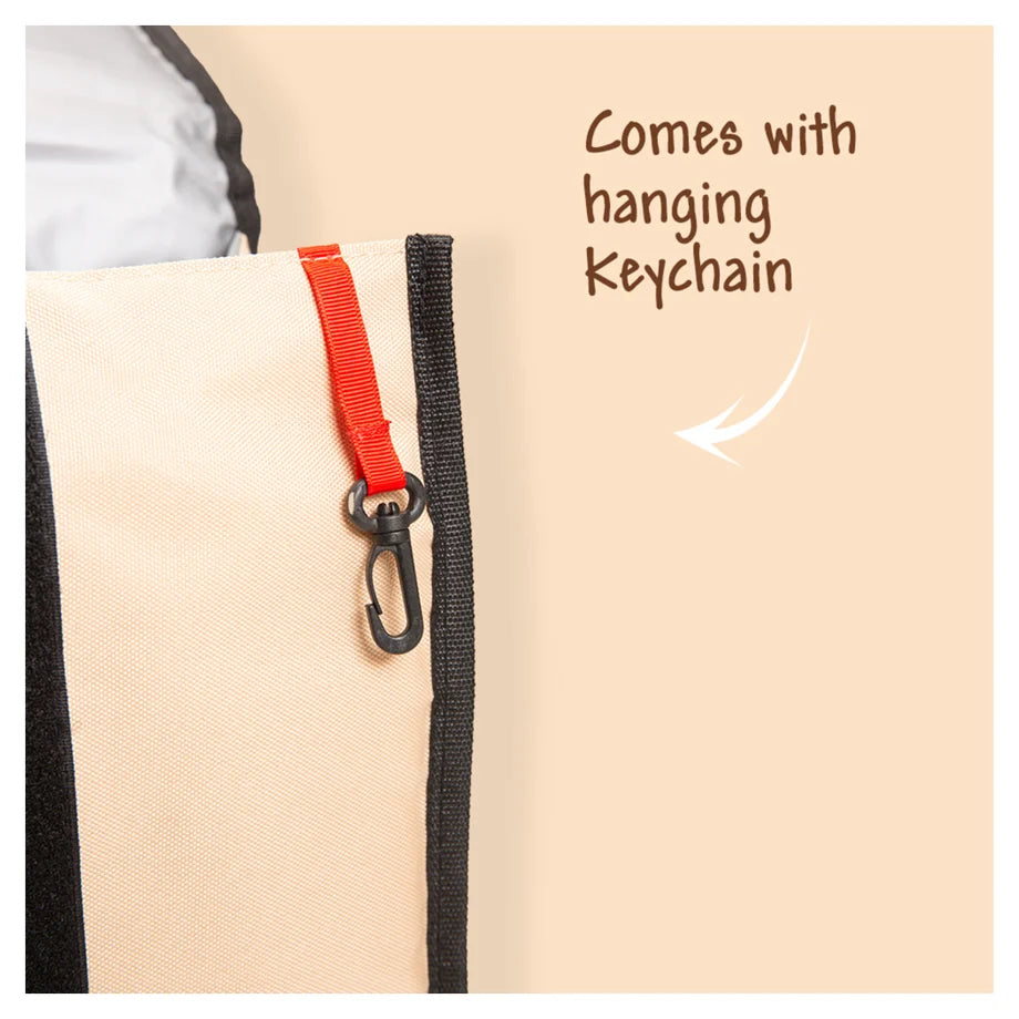 Eazy Kids Lunch Bag Insulated, Foldable & Stylish (Beige & Brown)