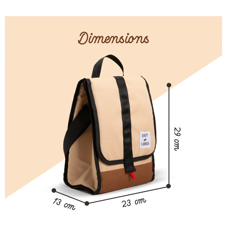 Eazy Kids Lunch Bag Insulated, Foldable & Stylish (Beige & Brown)