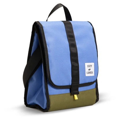 Eazy Kids Lunch Bag Insulated, Foldable & Stylish (Blue & Olive)