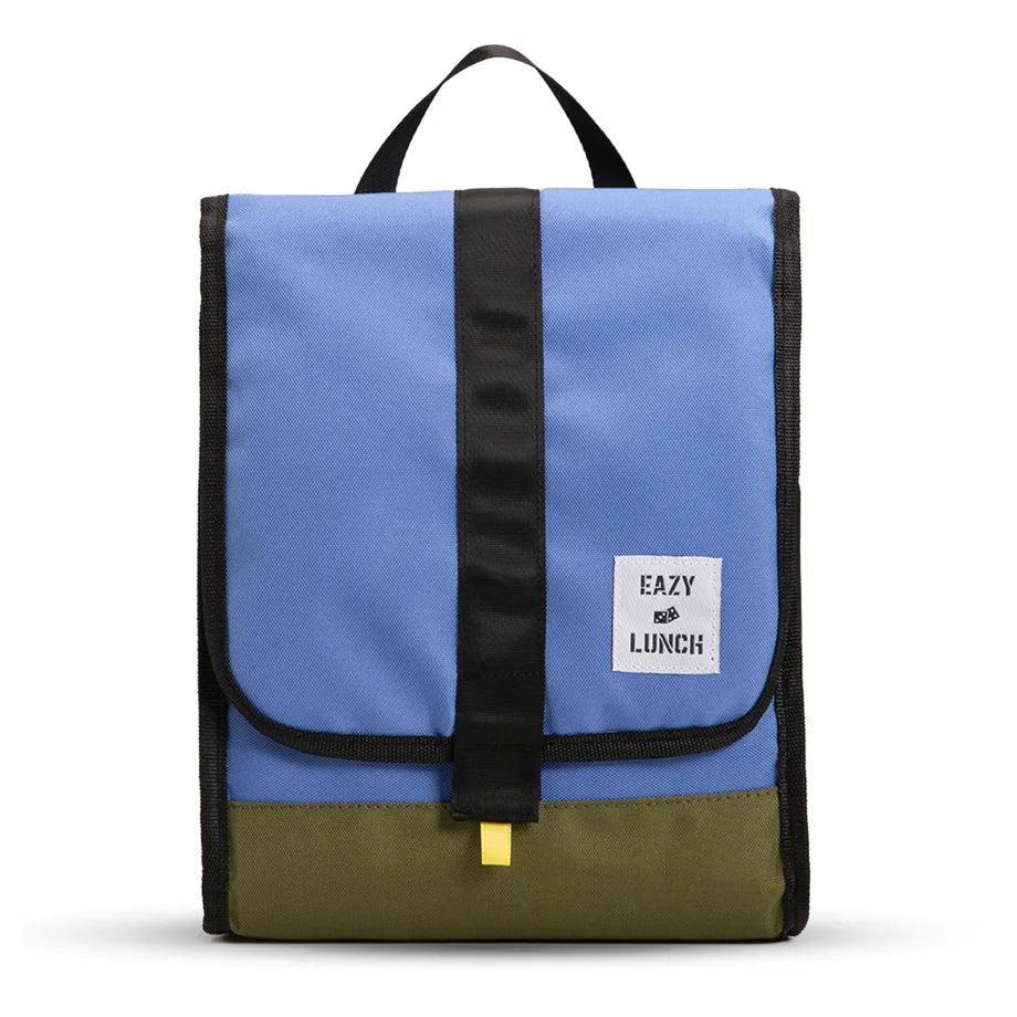 Eazy Kids Lunch Bag Insulated, Foldable & Stylish (Blue & Olive)
