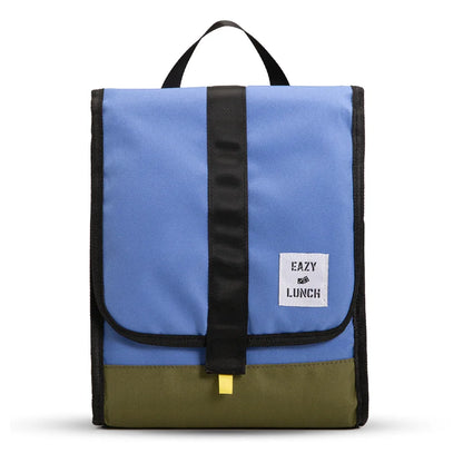 Eazy Kids Lunch Bag Insulated, Foldable & Stylish (Blue & Olive)
