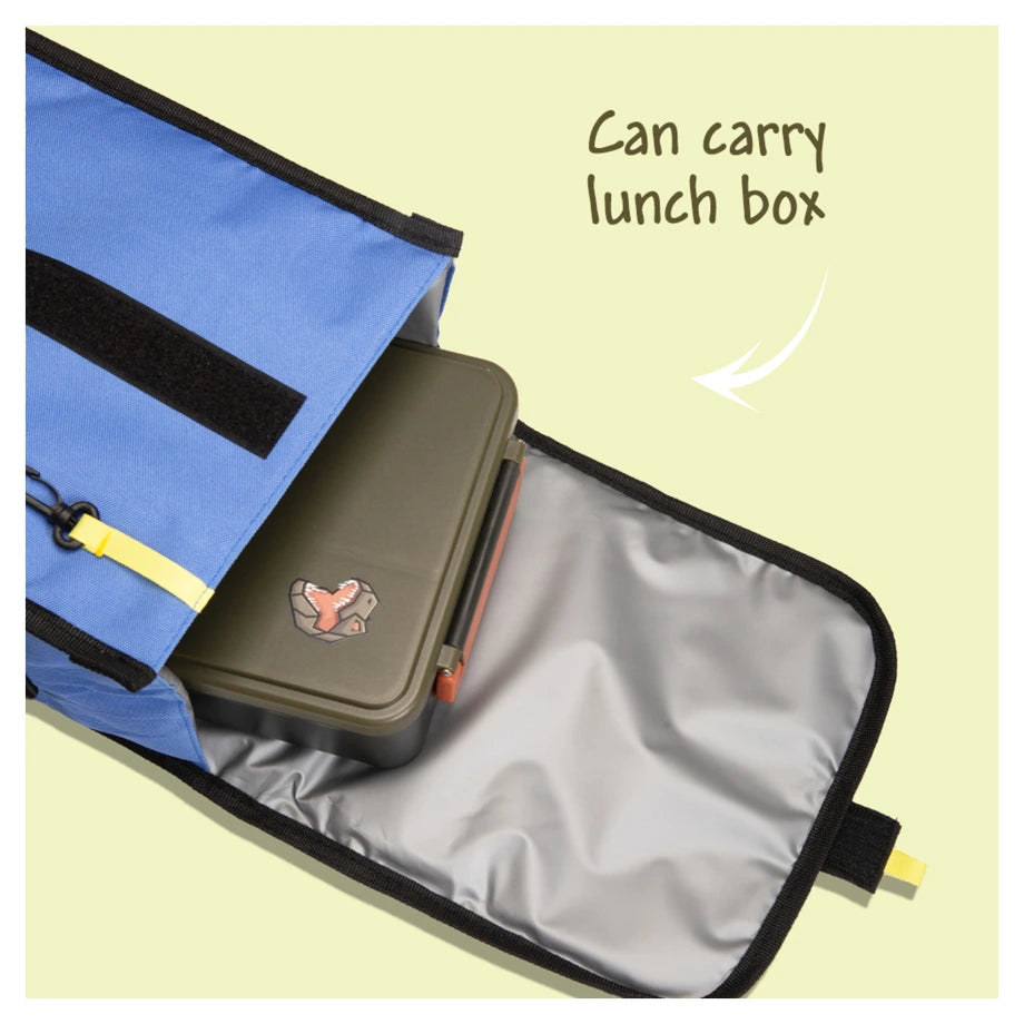 Eazy Kids Lunch Bag Insulated, Foldable & Stylish (Blue & Olive)