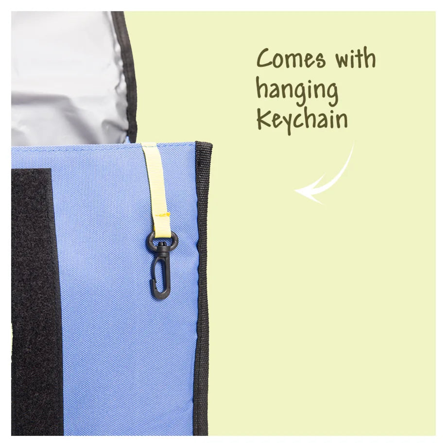 Eazy Kids Lunch Bag Insulated, Foldable & Stylish (Blue & Olive)