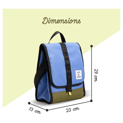 Eazy Kids Lunch Bag Insulated, Foldable & Stylish (Blue & Olive)