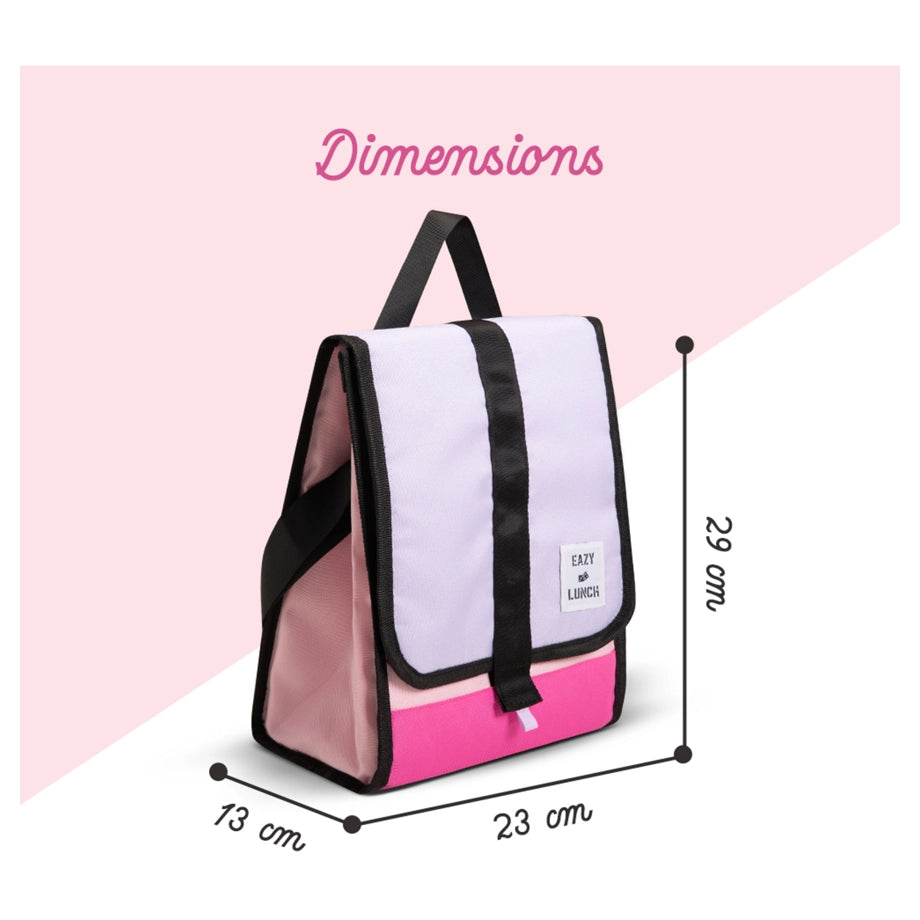 Eazy Kids Lunch Bag Insulated, Foldable & Stylish (Pink & Lavender)