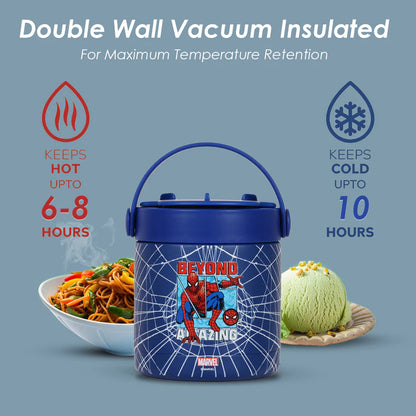 Eazy Kids Marvel Beyond Amazing Spider Man Stainless Steel Insulated Food Jar 350ml (Blue)