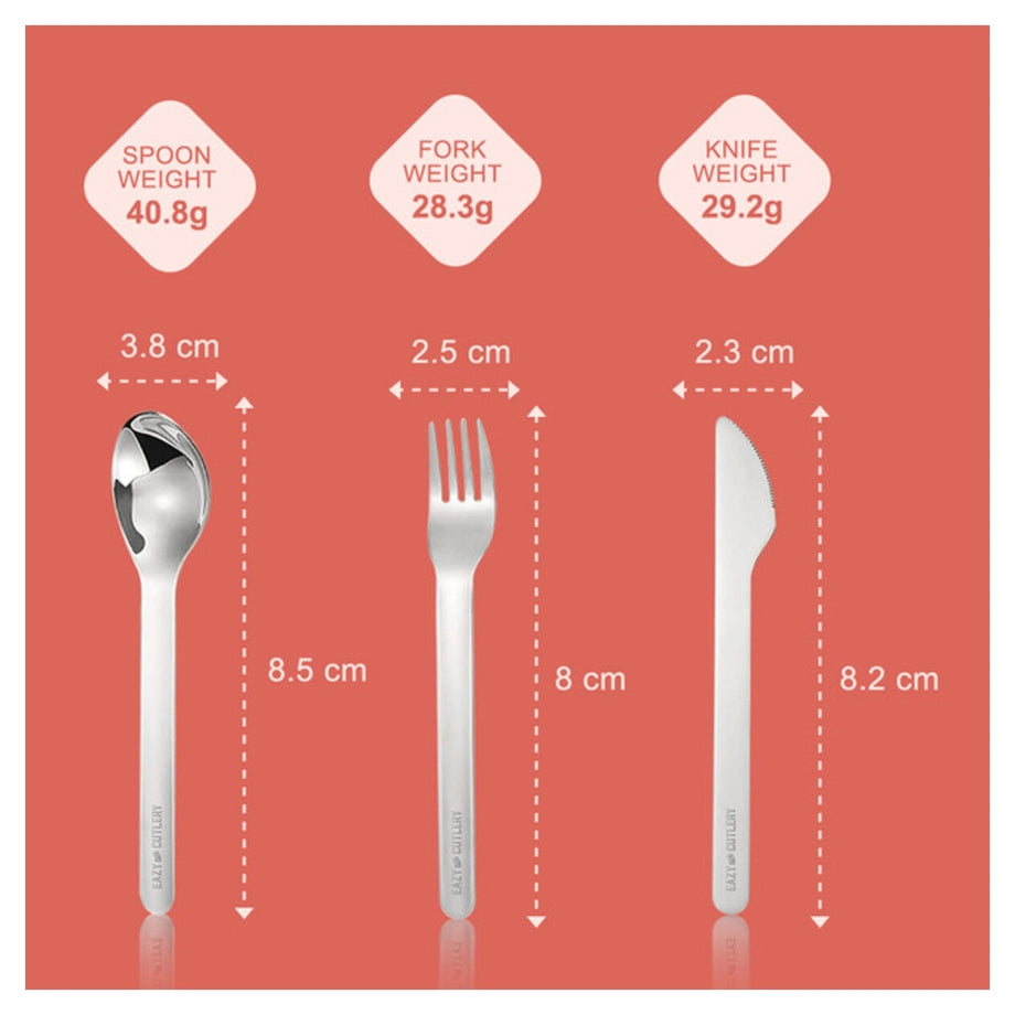 Eazy Kids Cutlery Set Stainless Steel Spoon, Fork & Knife with Silicone Case (Pink)